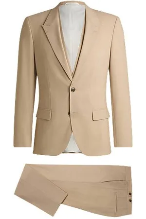 HUGO BOSS Dreiteiler Slim-Fit Anzug aus Stretch-Gewebe in Mohair-Optik