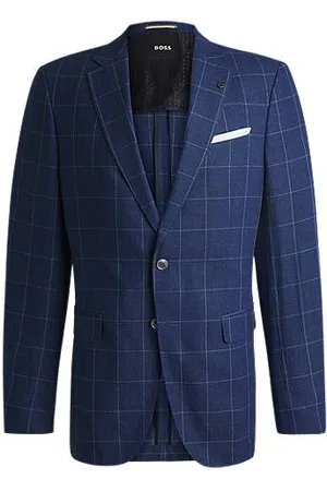 HUGO BOSS Slim-Fit Sakko aus kariertem Leinen-Mix