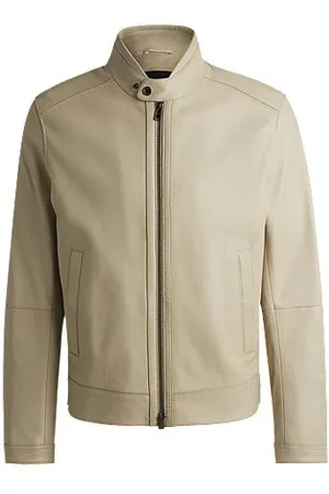 HUGO BOSS SELECTED BY SHOHEI OHTANI Regular-Fit Jacke aus genarbtem Nappaleder