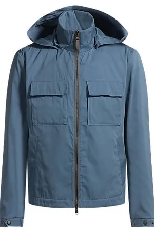 HUGO BOSS Kapuzenjacke aus Baumwoll-Twill mit Seide