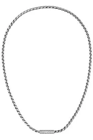 HUGO BOSS Silberfarbene Halskette mit geflochtener Kette