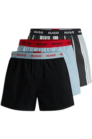 HUGO BOSS Dreier-Pack Boxershorts aus Baumwolle mit Logos am Bund