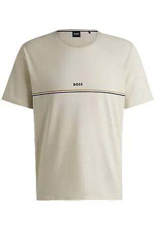 HUGO BOSS Pyjama-Shirt aus Stretch-Baumwolle mit Logo-Print