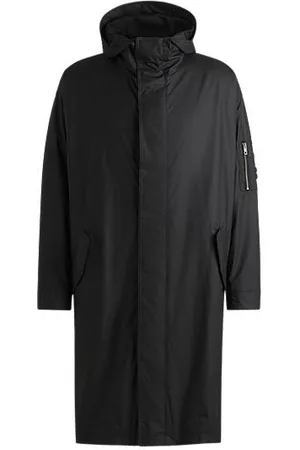 HUGO BOSS Regenmantel mit Kapuze und verdecktem Verschluss