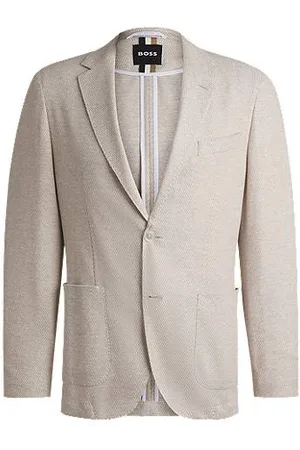 HUGO BOSS Regular-Fit Sakko mit gemustertem Leinen und Baumwolle