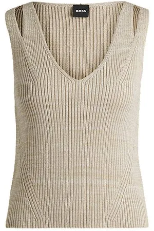 HUGO BOSS Ärmelloses Stricktop mit V-Ausschnitt