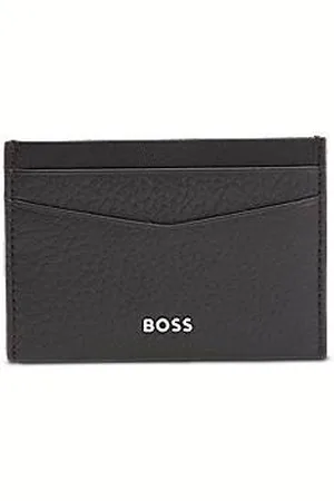HUGO BOSS Kartenetui aus genarbtem Leder mit metallenem Logo-Schriftzug