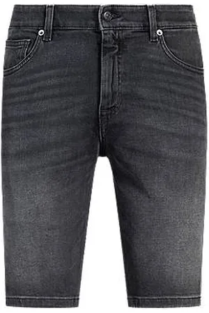 HUGO BOSS Schwarze Delaware Slim-Fit Shorts aus bequemem Stretch-Denim
