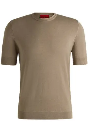 HUGO BOSS Regular-Fit Strickpullover mit kurzen Ärmeln