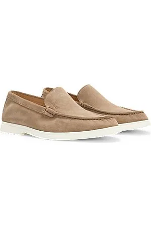 HUGO BOSS Loafer aus Veloursleder mit kontrastfarbener Sohle