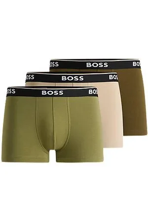 HUGO BOSS Dreier-Pack eng anliegende Boxershorts aus Stretch-Baumwolle mit kurzem Bein und Logos am Bund