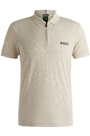 HUGO BOSS Sportives Poloshirt aus Monogramm-Jacquard mit Farbverlauf und schnell trocknenden Eigenschaften