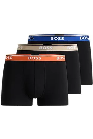 HUGO BOSS Dreier-Pack eng anliegende Boxershorts aus Stretch-Baumwolle mit kurzem Bein und Logos am Bund