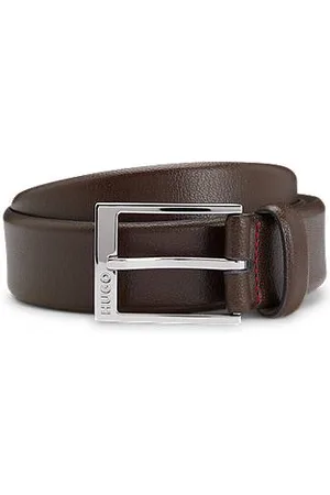 HUGO BOSS Gürtel aus genarbtem Leder mit Logo-Gravur an der Schließe