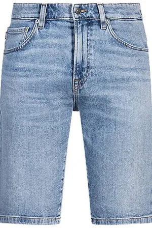 HUGO BOSS Maine Regular-Fit Shorts aus bequemem blauem Stretch-Denim