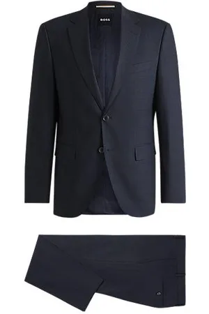 HUGO BOSS Regular-Fit Anzug aus kariertem Schurwoll-Mix