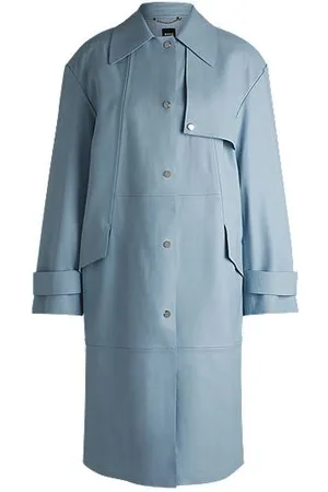 HUGO BOSS Trenchcoat aus Leder mit silberfarbenen Details