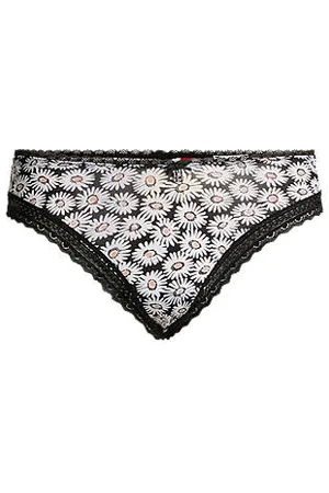 HUGO BOSS String mit Gänseblümchen-Print und Spitzenbesätzen