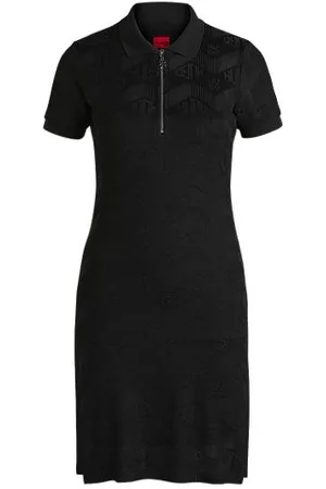 HUGO BOSS Kleid aus Jacquard-Strick mit Logo-Reißverschlussleiste