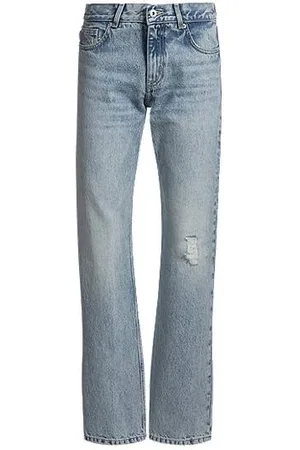 HUGO BOSS Straight-Fit Jeans aus blauem Denim mit Destroyed-Details
