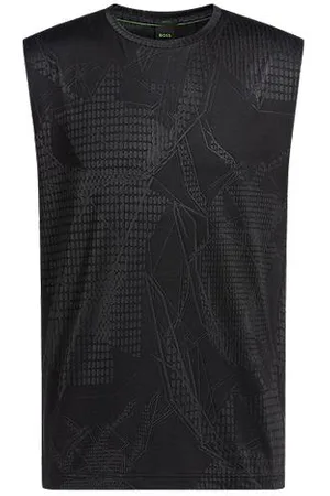 HUGO BOSS Ärmelloses Active T-Shirt aus Jacquard-Stretch-Gewebe