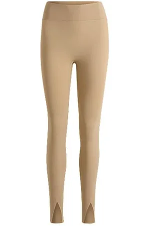HUGO BOSS Active-Leggings aus Stretch-Interlock-Gewebe mit Schlitzen am Saum