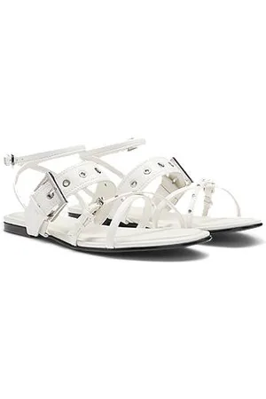 HUGO BOSS Ledersandalen mit metallenen Ösen und Nieten