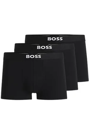 HUGO BOSS Dreier-Pack eng anliegende Boxershorts aus Stretch-Baumwolle mit kurzem Bein und Logos am Bund