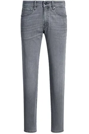 HUGO BOSS Maine Regular-Fit Jeans aus grauem Soft-Motion-Denim