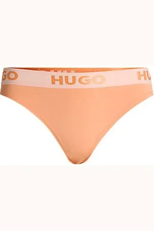HUGO BOSS String aus Stretch-Baumwolle mit Logos am Bund