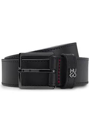 HUGO BOSS Ledergürtel mit Stack-Logo-Schlaufe und Metall-Details