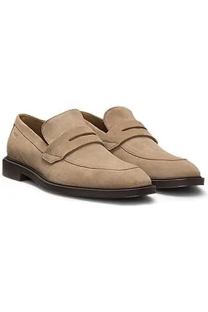 HUGO BOSS Loafer aus Veloursleder mit Pennyloafer-Besatz