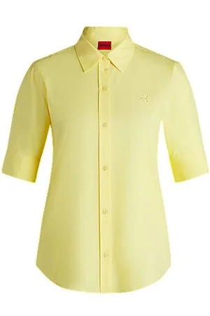 HUGO BOSS Regular-Fit Bluse aus Baumwoll-Canvas