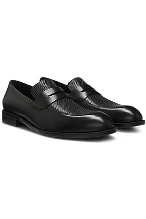 HUGO BOSS Pennyloafer aus bedrucktem und glattem Leder