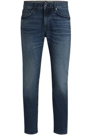 HUGO BOSS Blaue Tapered-Fit Jeans aus komfortablem Stretch-Denim