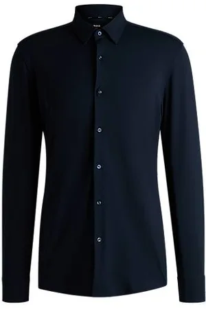 HUGO BOSS Slim-Fit Hemd aus strukturiertem Performance-Stretch-Jersey
