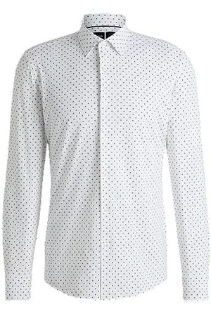 HUGO BOSS Slim-Fit Hemd aus elastischem Performance-Stretch-Gewebe mit geometrischem Print