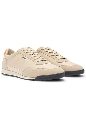 HUGO BOSS Sneakers aus verschiedenen Materialien mit Veloursleder-Details und Schnürung