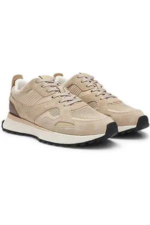 HUGO BOSS Sneakers mit Strick-Details und polierten Lederbesätzen