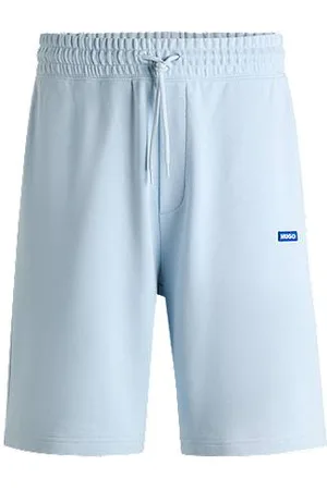HUGO BOSS Shorts aus Baumwoll-Terry mit Tunnelzug und blauem Logo-Label