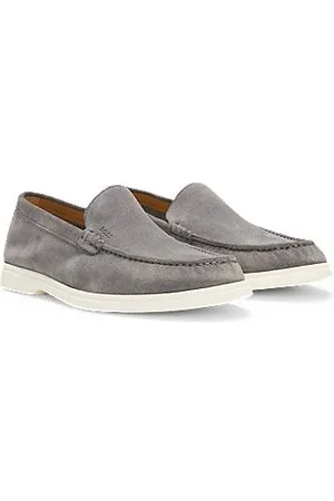 HUGO BOSS Loafer aus Veloursleder mit kontrastfarbener Sohle