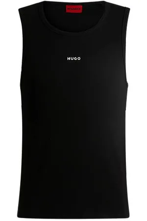 HUGO BOSS Geripptes Tanktop aus Stretch-Baumwolle mit Logo-Print