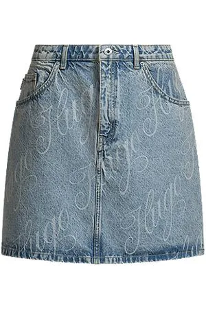 HUGO BOSS Minirock aus festem Denim mit Logo-Print