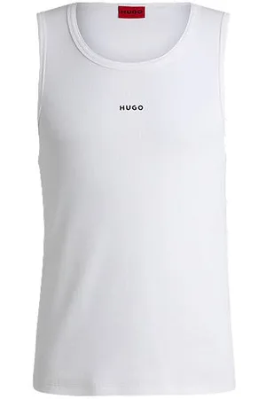 HUGO BOSS Geripptes Tanktop aus Stretch-Baumwolle mit Logo-Print