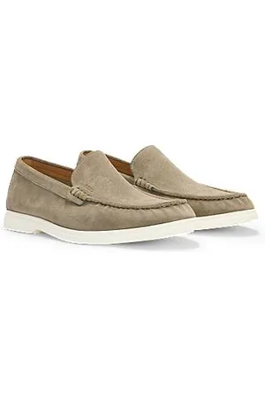 HUGO BOSS Loafer aus Veloursleder mit kontrastfarbener Sohle
