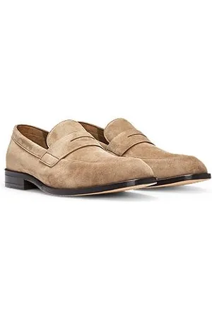 HUGO BOSS Loafer aus Veloursleder mit Pennyloafer-Besatz