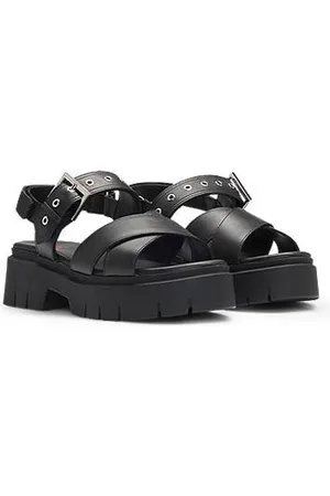 HUGO BOSS Ledersandalen mit Riemen mit Schließe und dicker Sohle