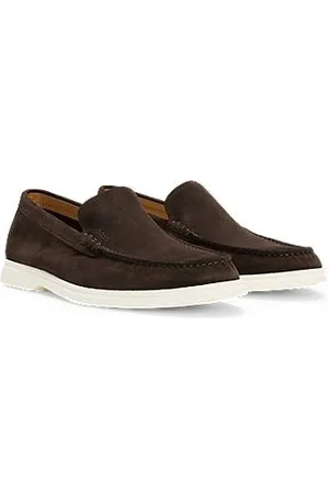 HUGO BOSS Loafer aus Veloursleder mit kontrastfarbener Sohle