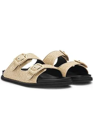 HUGO BOSS Slides aus Bast mit Schnallenriemen