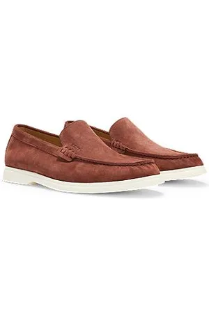 HUGO BOSS Loafer aus Veloursleder mit kontrastfarbener Sohle